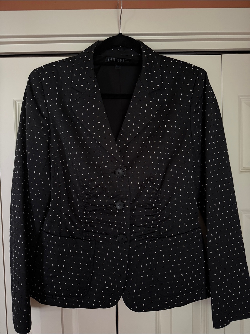 Lafayette 148 New York Black Jacket with White Dot Print